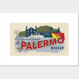 I'd Rather Be In Palermo Sicily - Vintage Souvenir Posters and Art